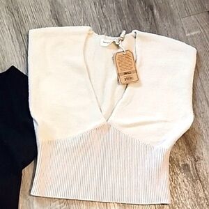 White V-Neck Women's Crop Top